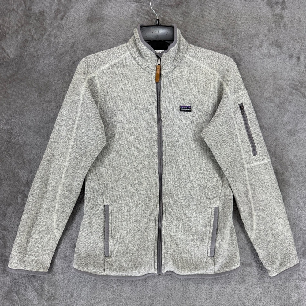 Patagonia Jacket Womens M Better Sweater Birch White Grey Full Zip EUC
